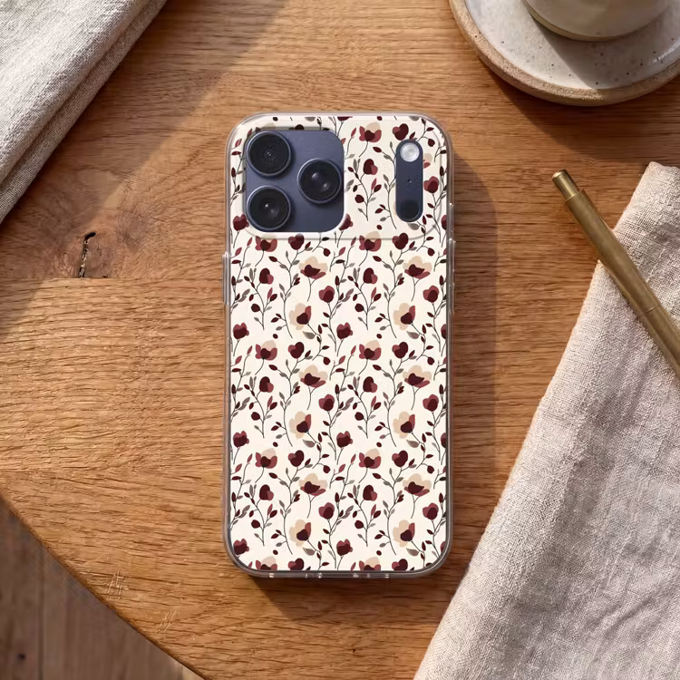Telefoonhoesje Softcase - Bloemen - Botanisch - Bordeaux — 2