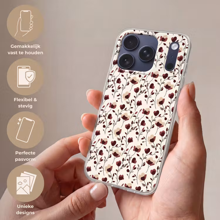 Telefoonhoesje Softcase - Bloemen - Botanisch - Bordeaux — 4