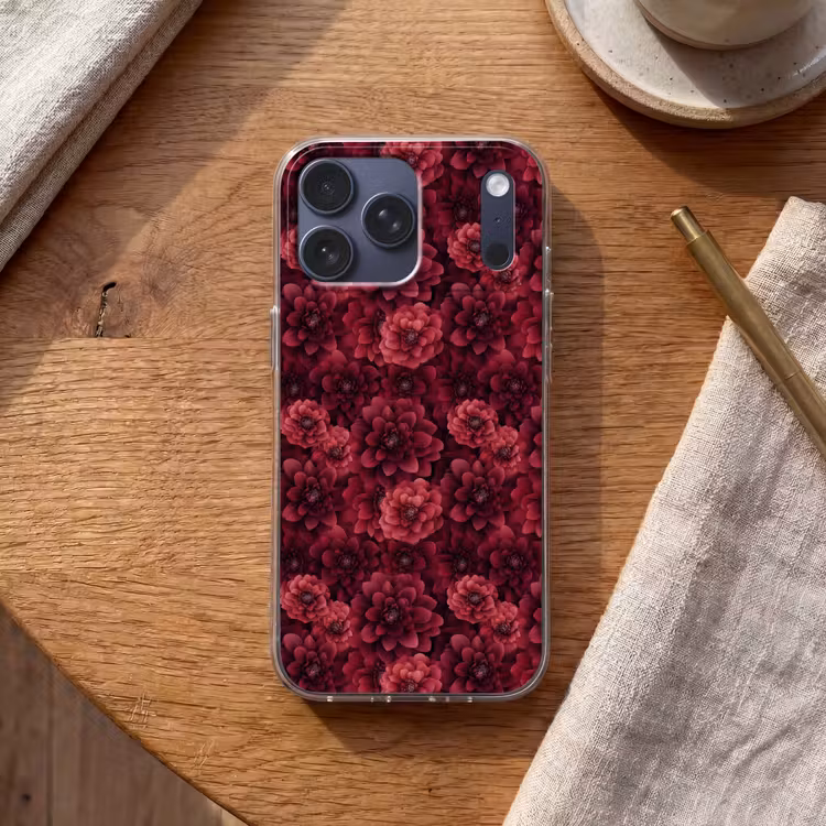 Telefoonhoesje Softcase - Dahlias - Bloemen - Rood — 2