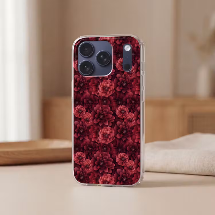 Telefoonhoesje Softcase - Dahlias - Bloemen - Rood — 3