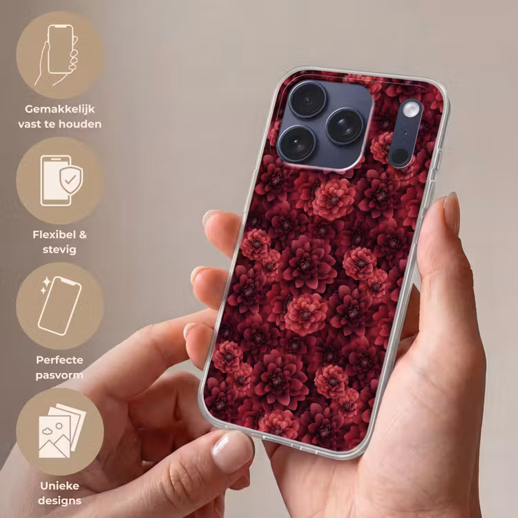 Telefoonhoesje Softcase - Dahlias - Bloemen - Rood — 4
