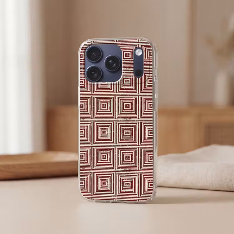 Telefoonhoesje Softcase - Geometrisch - Patroon - Rood — 3