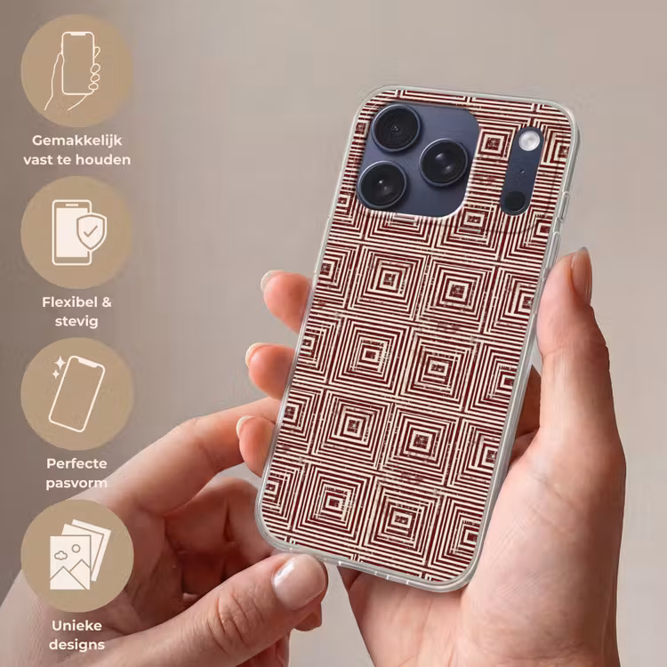Telefoonhoesje Softcase - Geometrisch - Patroon - Rood — 4
