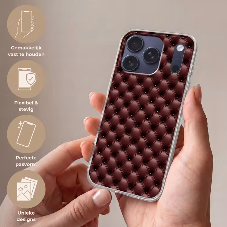 Telefoonhoesje Softcase - Leer - Patroon - Bordeaux — 4