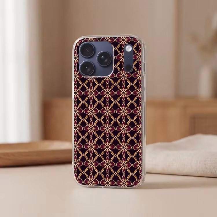 Telefoonhoesje Softcase - Symmetrisch - Tegel - Burgundy — 3