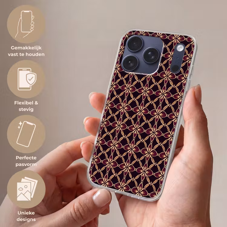 Telefoonhoesje Softcase - Symmetrisch - Tegel - Burgundy — 4