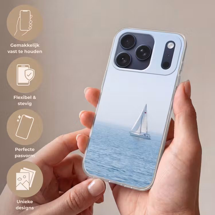 Telefoonhoesje Softcase - Horizon - Zeilboot - Zee — 4