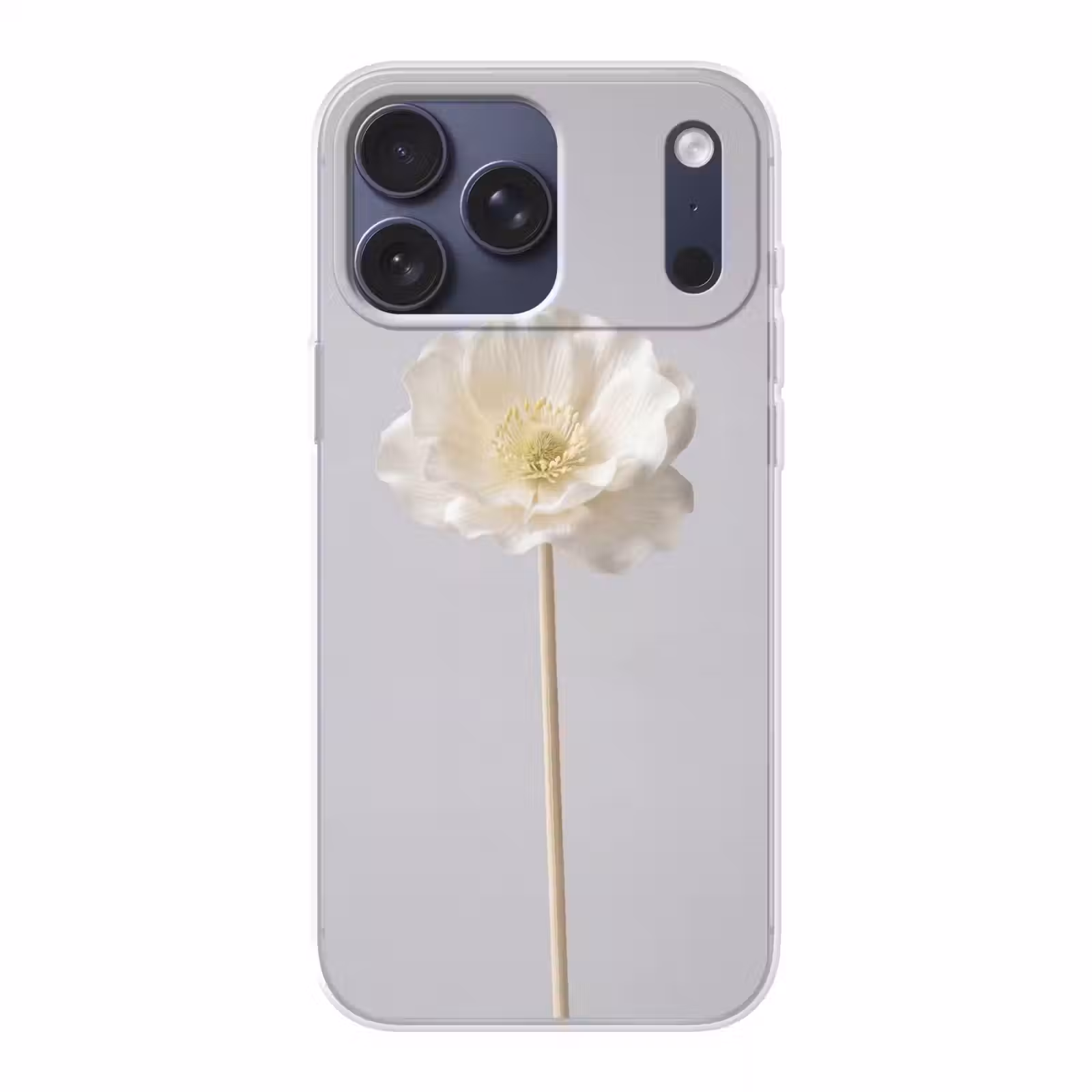 Telefoonhoesje Softcase - Bloem - Minimalistisch -Wit — 1