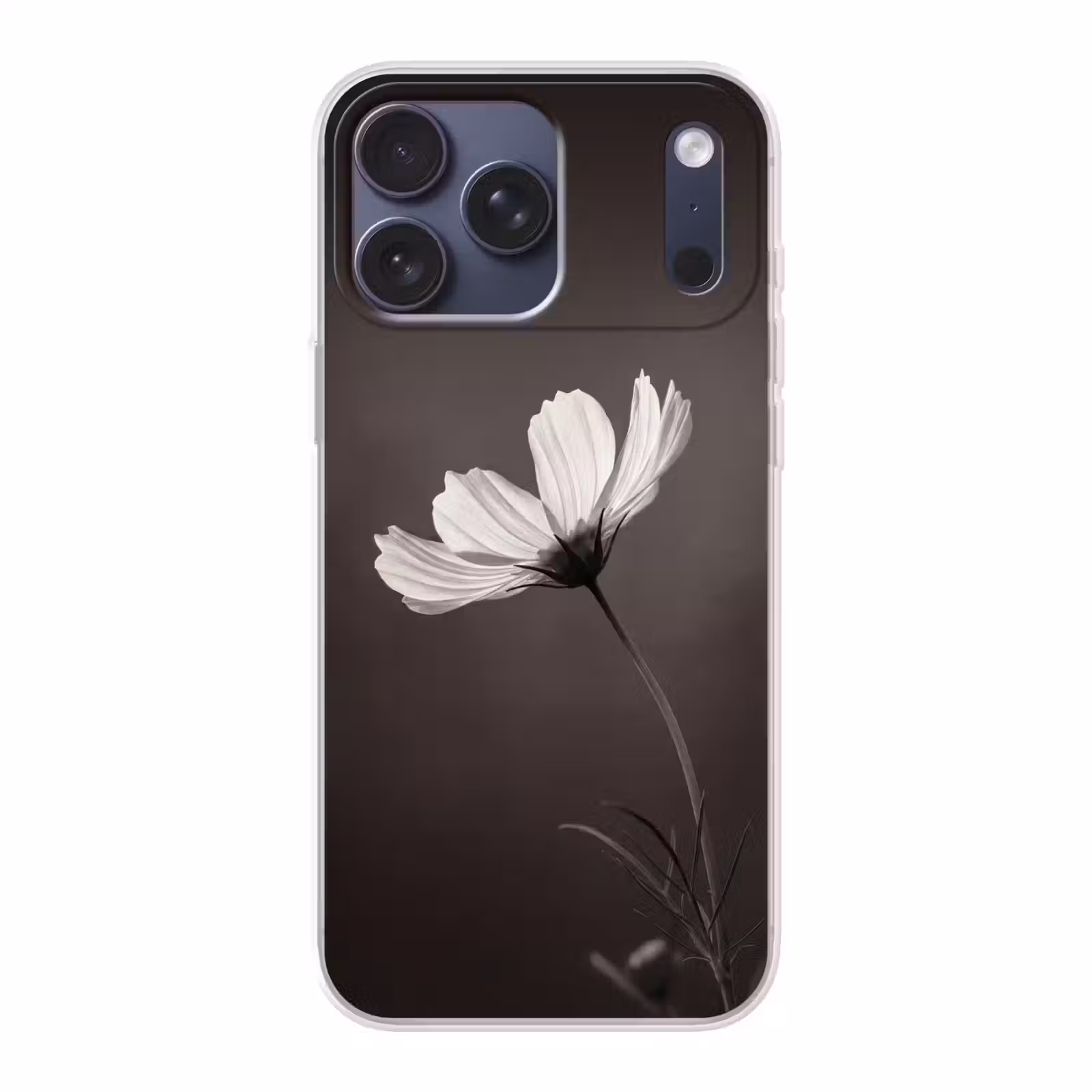 Telefoonhoesje Softcase - Bloem - Minimalistisch - Zwart - Wit — 1