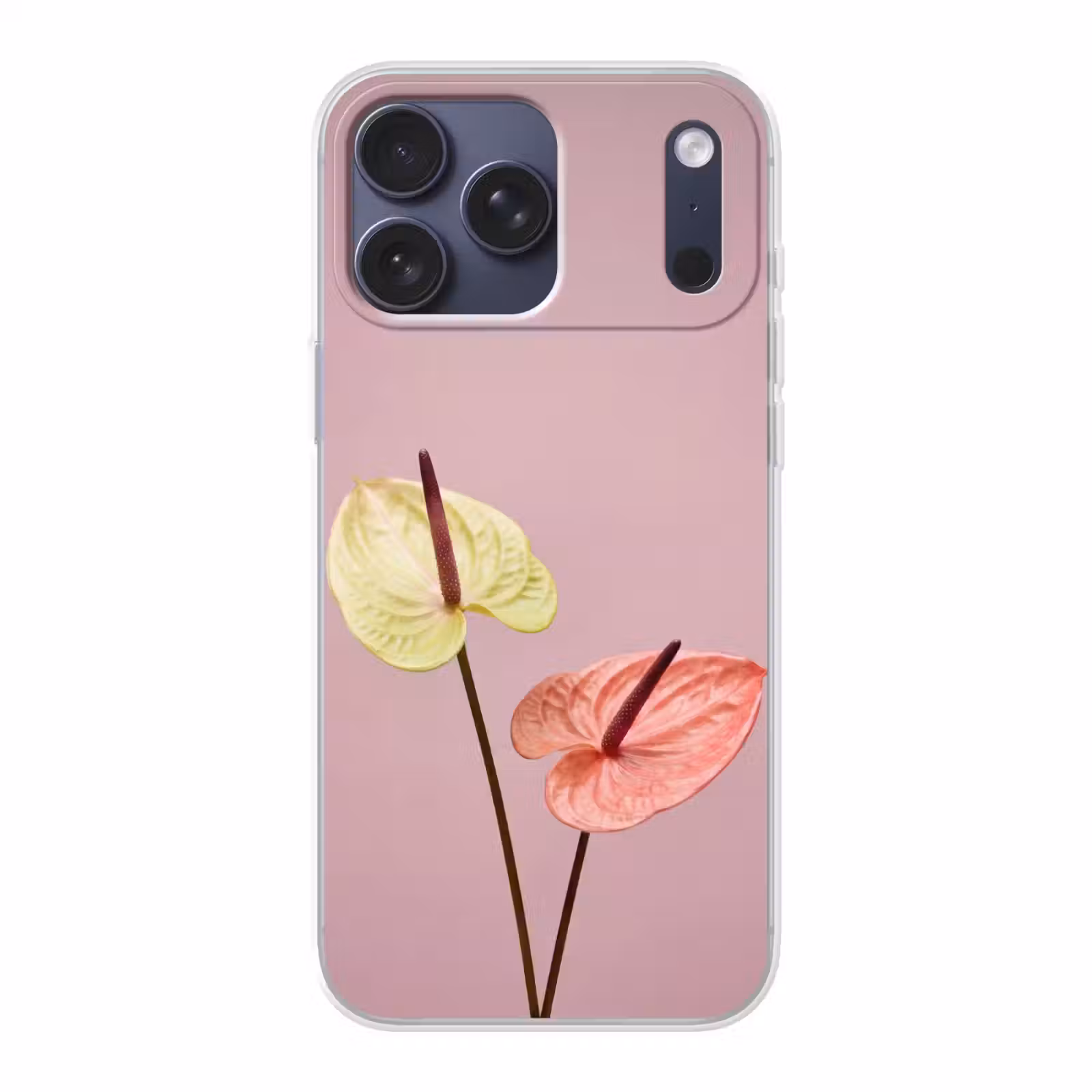 Telefoonhoesje Softcase - Bloemen - Anthuriums - Geel - Roze — 1