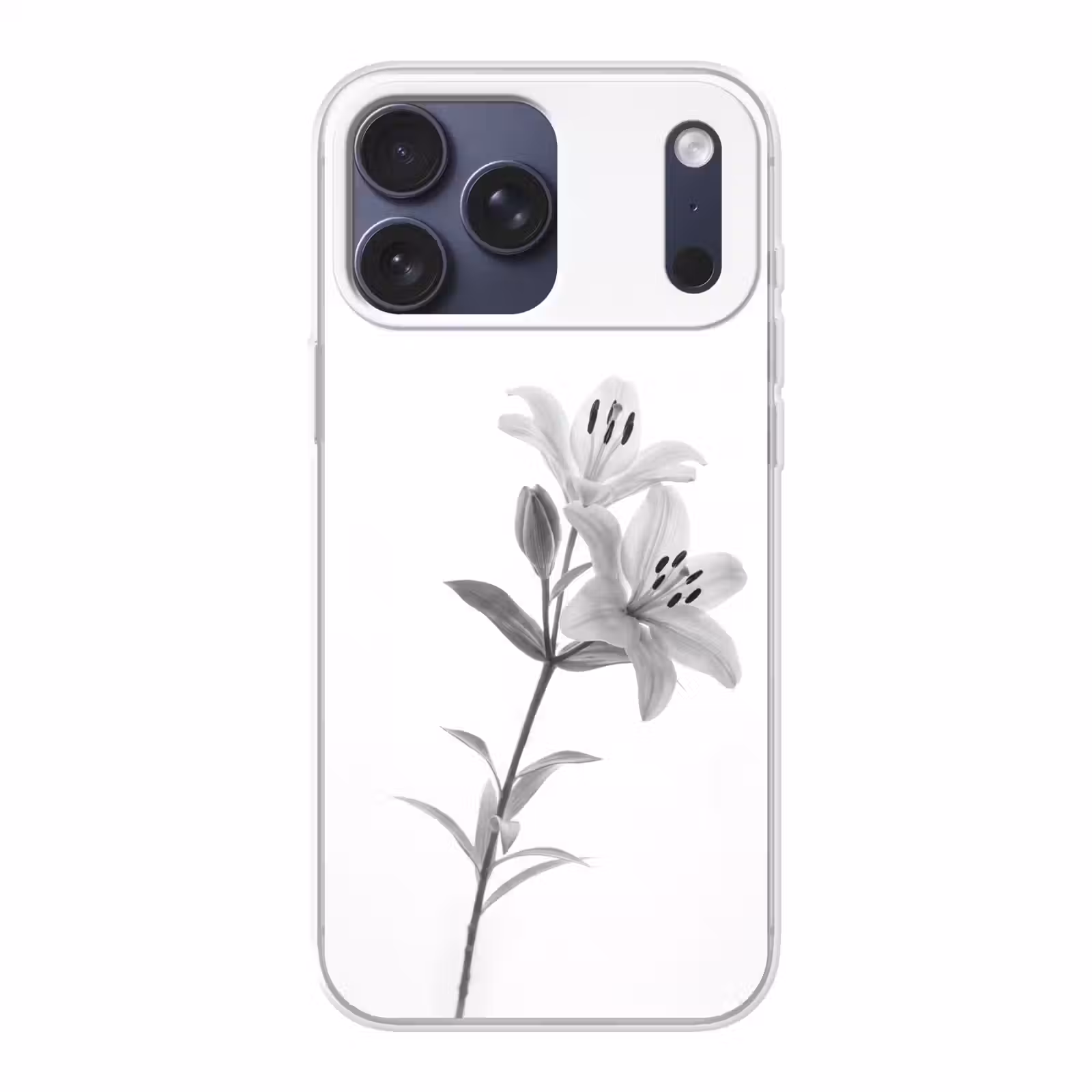 Telefoonhoesje Softcase - Lelies - Elegant - Zwart - Wit — 1