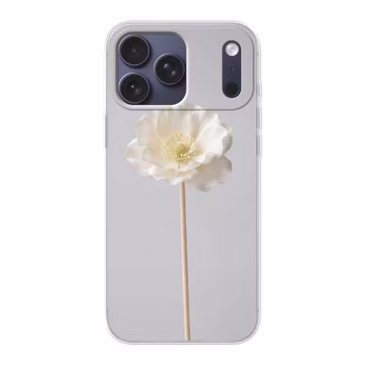 Telefoonhoesje Softcase - Bloem - Minimalistisch -Wit — 1