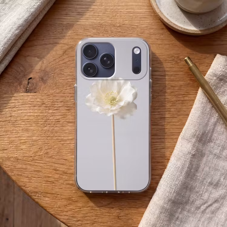 Telefoonhoesje Softcase - Bloem - Minimalistisch -Wit — 2