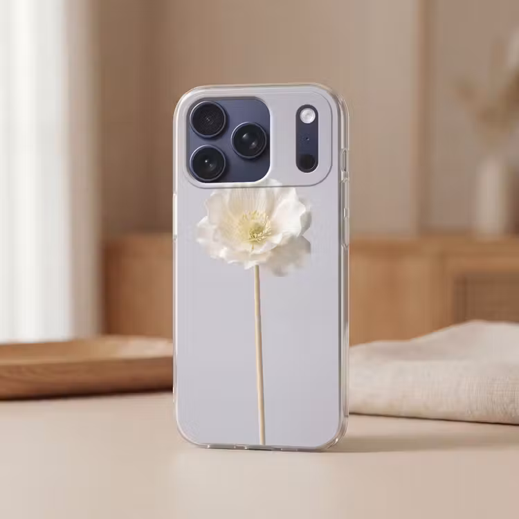 Telefoonhoesje Softcase - Bloem - Minimalistisch -Wit — 3