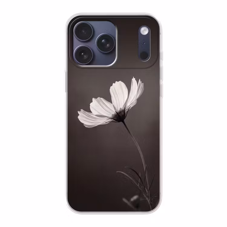 Telefoonhoesje Softcase - Bloem - Minimalistisch - Zwart - Wit — 1