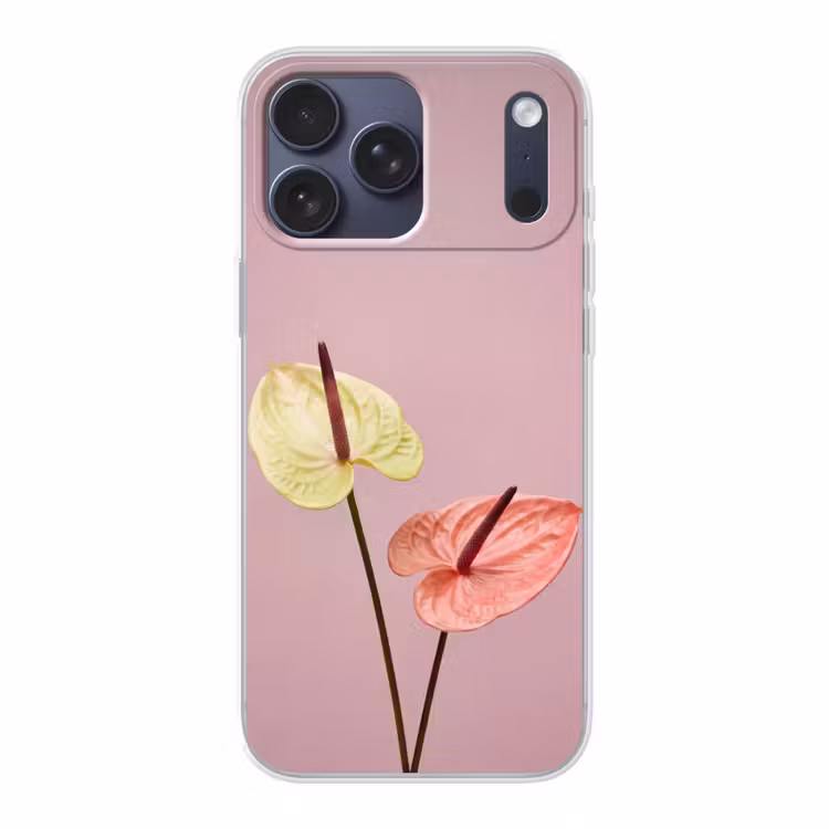 Telefoonhoesje Softcase - Bloemen - Anthuriums - Geel - Roze — 1
