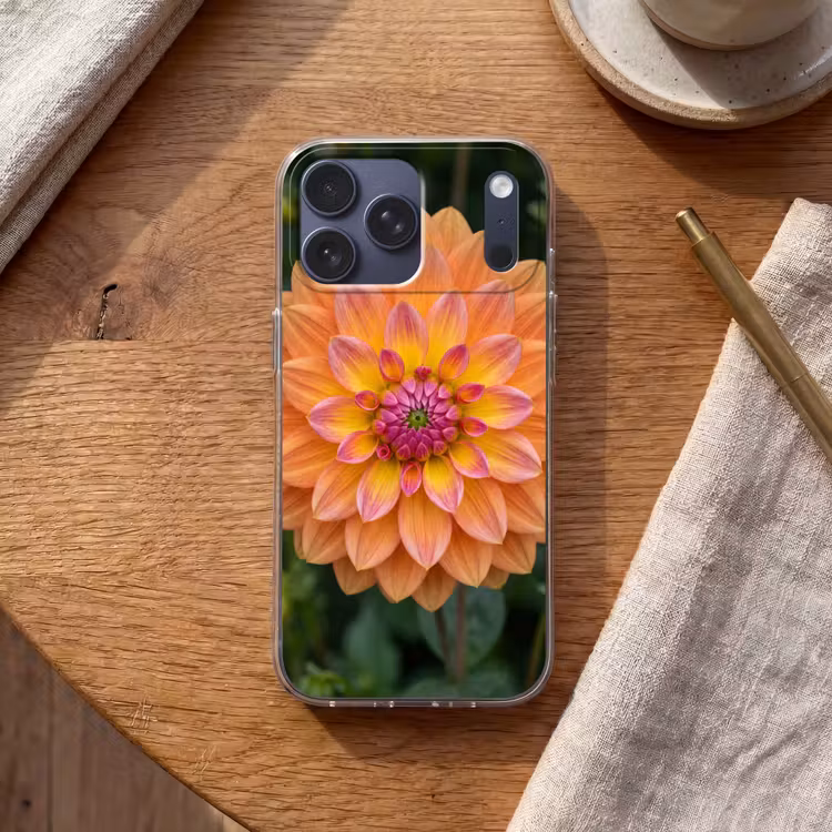 Telefoonhoesje Softcase - Dahlia - Bloem - Oranje — 2
