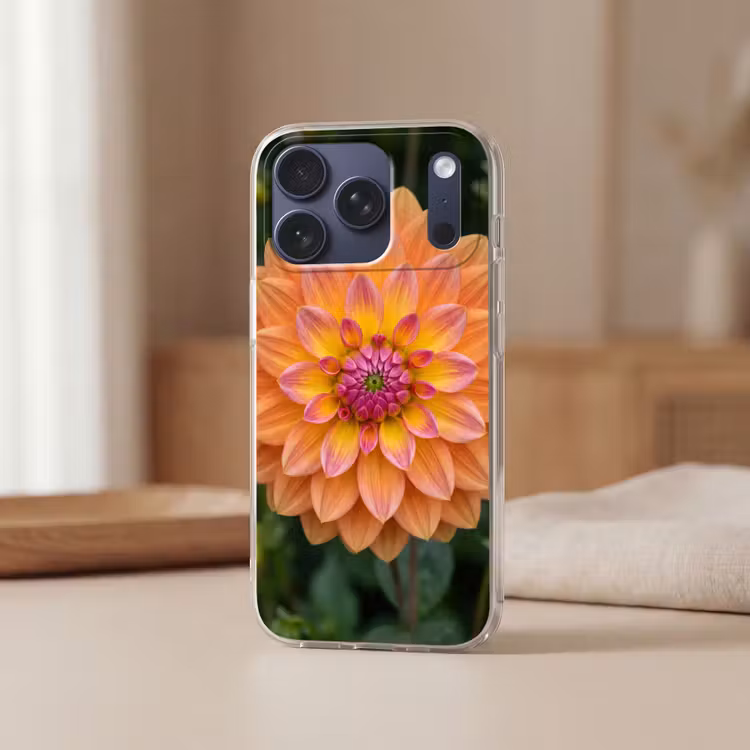 Telefoonhoesje Softcase - Dahlia - Bloem - Oranje — 3