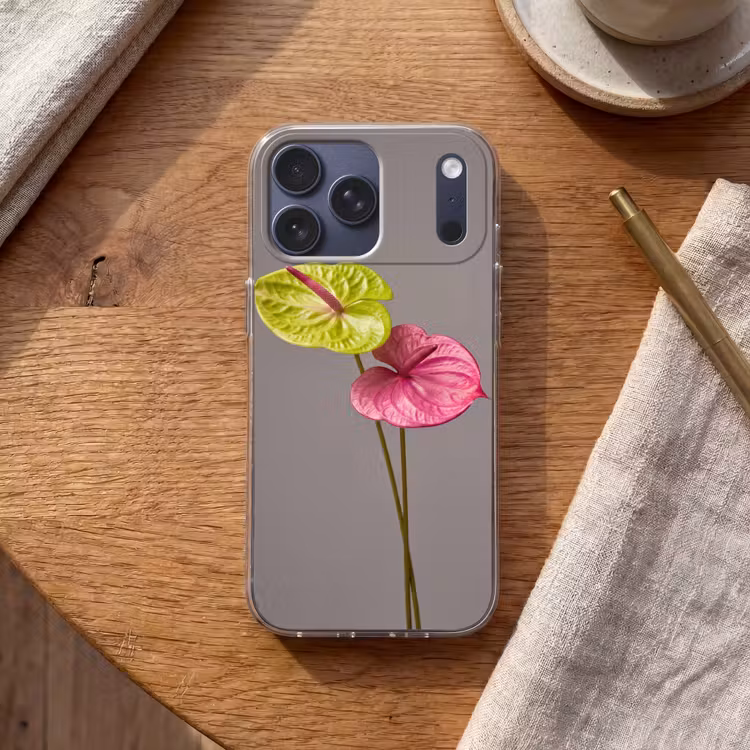 Telefoonhoesje Softcase - Planten - Anthurium - Groen - Roze — 2