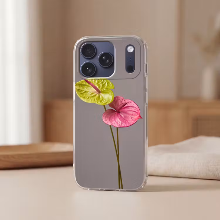 Telefoonhoesje Softcase - Planten - Anthurium - Groen - Roze — 3
