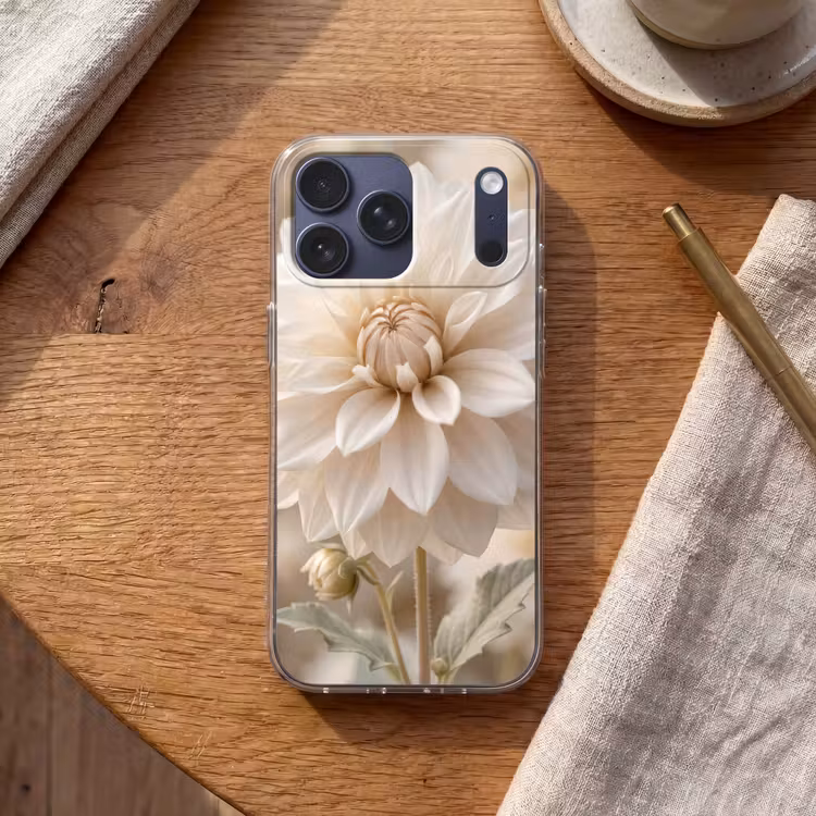 Telefoonhoesje Softcase - Bloem - Dahlia - Wit — 2