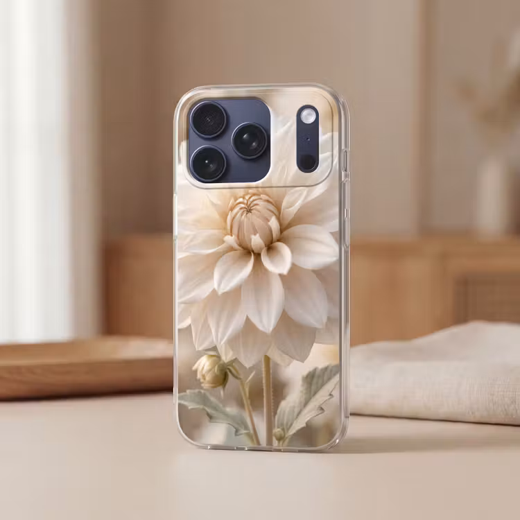 Telefoonhoesje Softcase - Bloem - Dahlia - Wit — 3