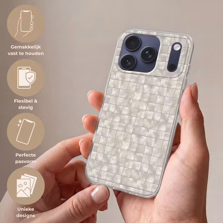 Telefoonhoesje Softcase - Tegels - Natuurlijk - Grijs — 4