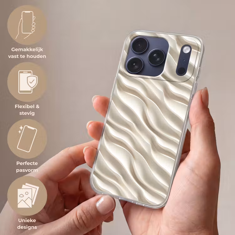 Telefoonhoesje Softcase - Diagonaal - Golven - Crème — 4
