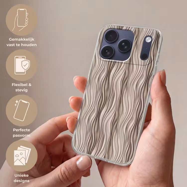 Telefoonhoesje Softcase - Golven - 3D - Crème — 4