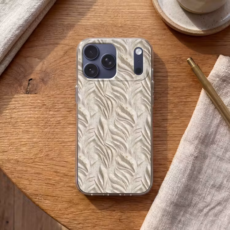 Telefoonhoesje Softcase - Textuur - Reliëf - Beige — 2