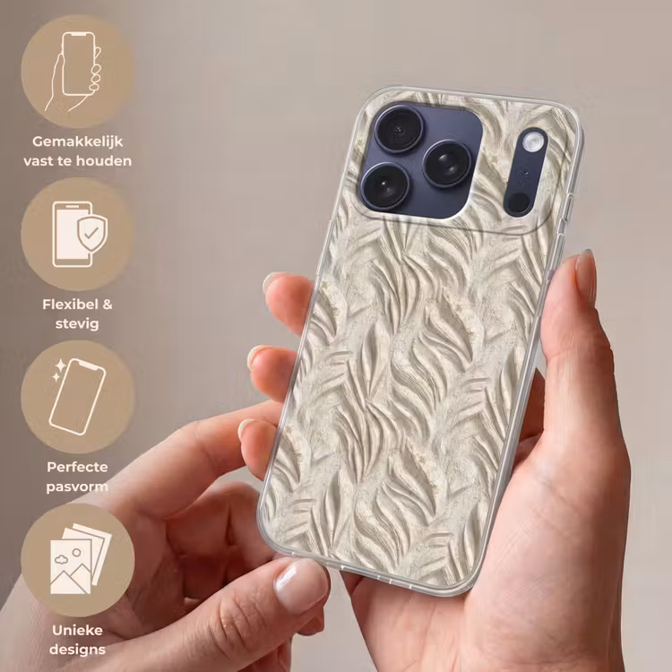 Telefoonhoesje Softcase - Textuur - Reliëf - Beige — 4