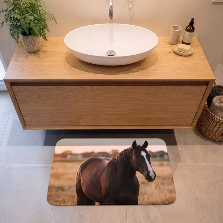 Badmat - Paard - Zonsondergang - Bruin — 2