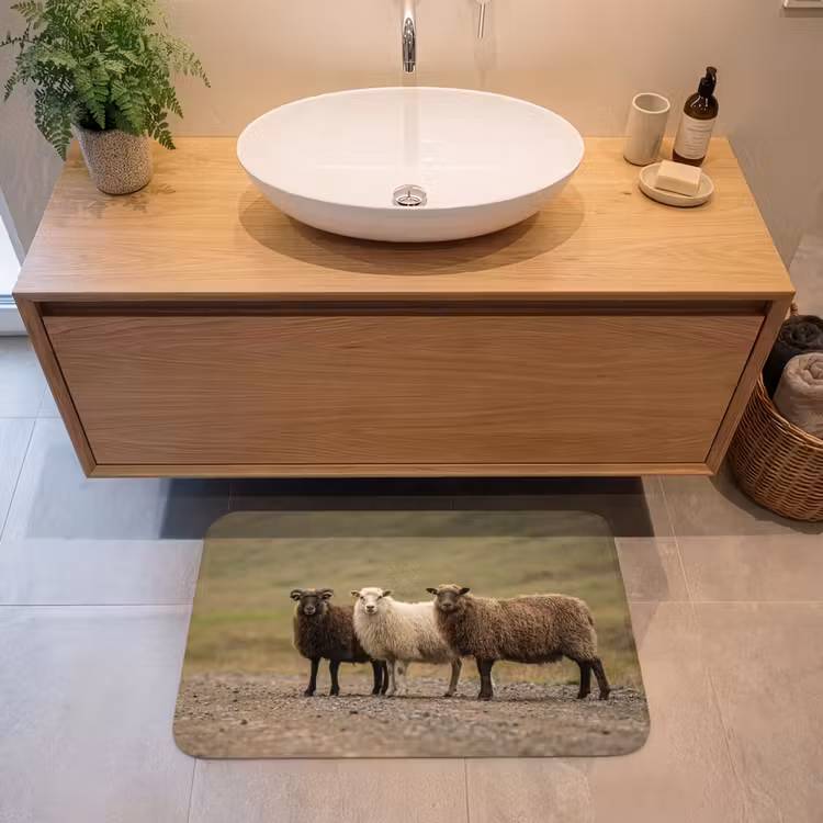Badmat - Schapen - Bruin - Wit - Grindpad — 2