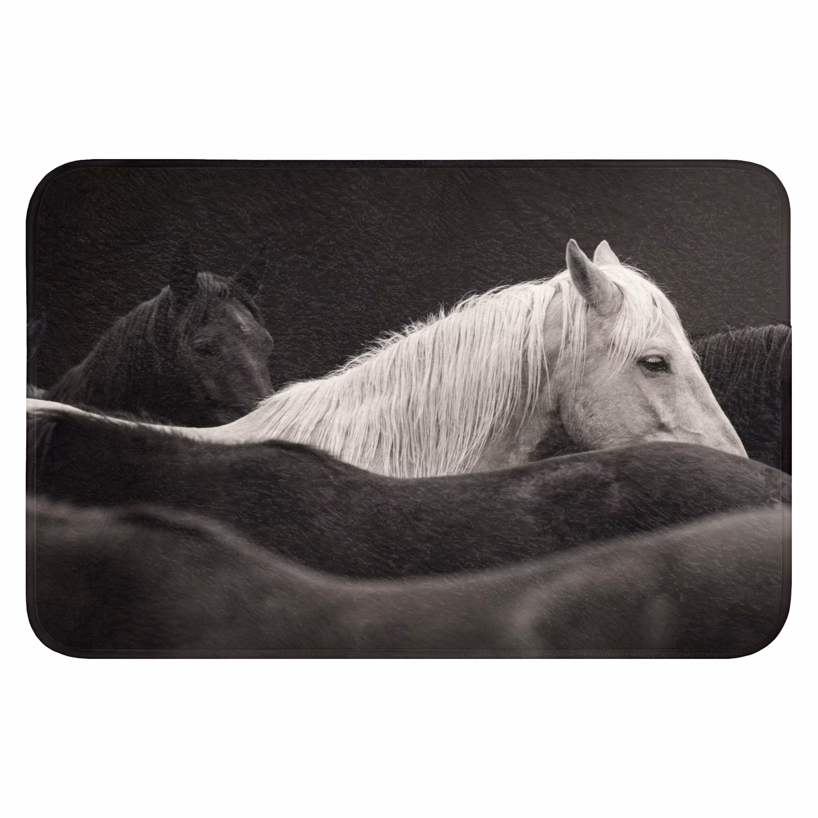 Badmat - Paarden - Zwart - Wit - Kudde — 1