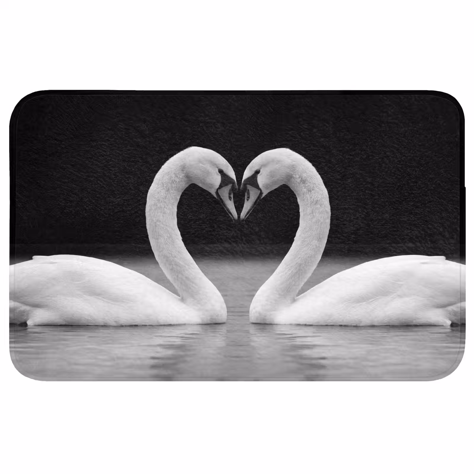 Badmat - Zwanen - Hart - Zwart - Wit — 1