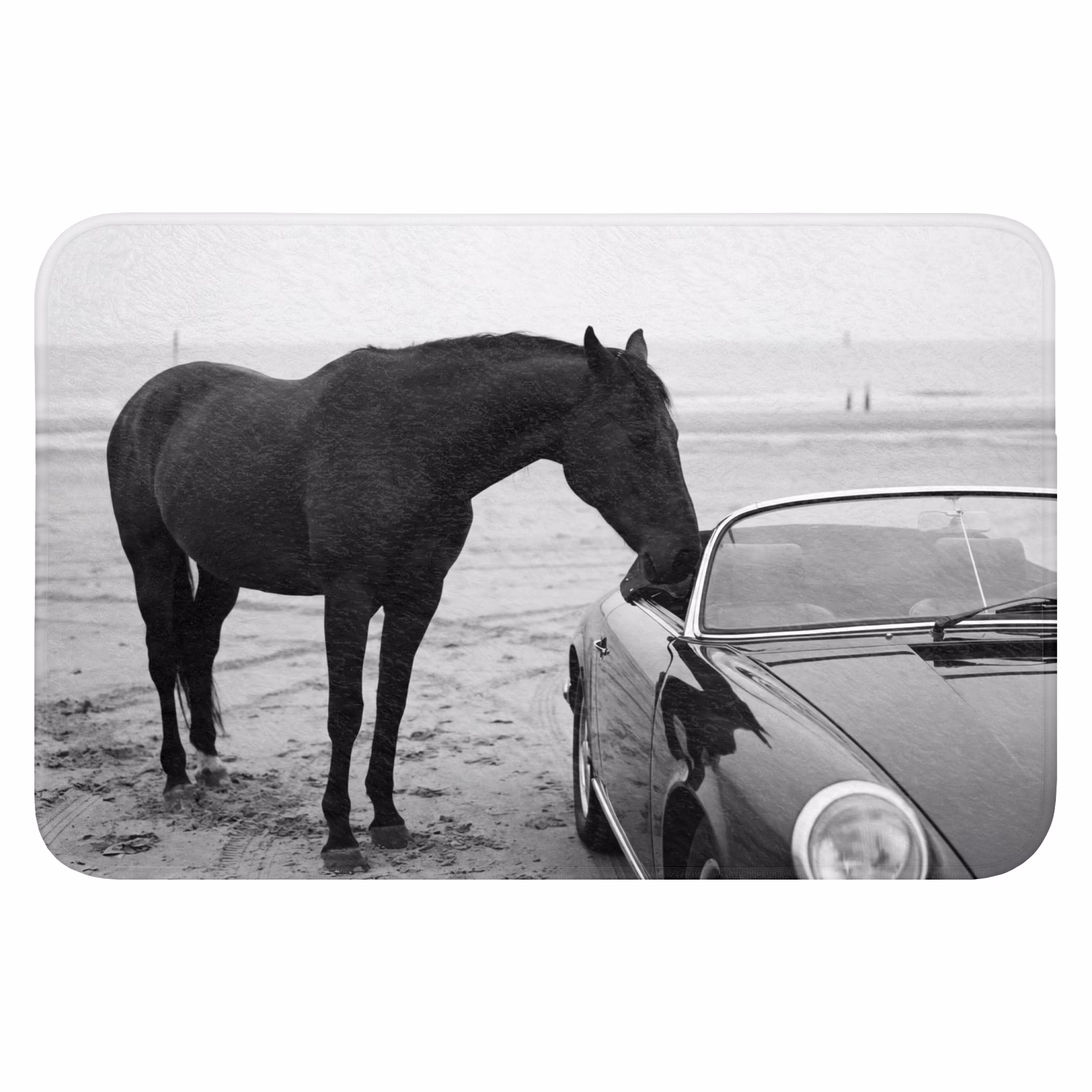 Badmat - Paard - Auto - Zwart - Wit — 1