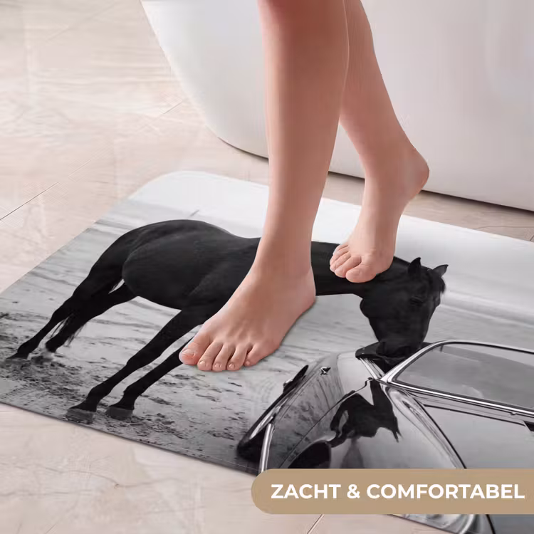 Badmat - Paard - Auto - Zwart - Wit — 5