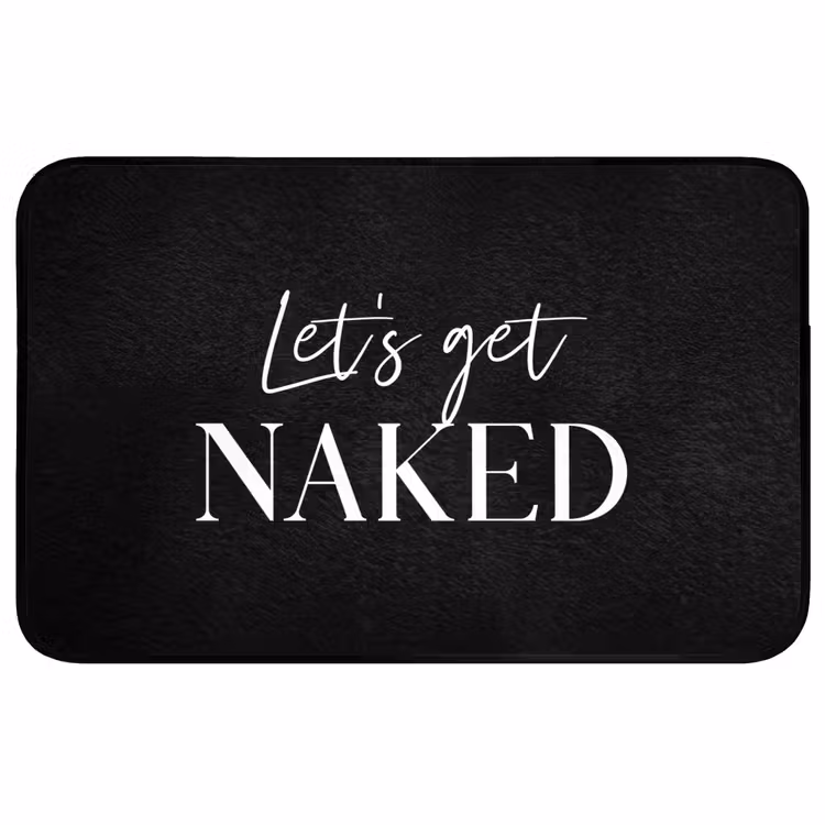 Badmat - Quotes - Let's get naked - Zwart - Spreuk — 1
