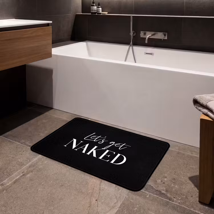 Badmat - Quotes - Let's get naked - Zwart - Spreuk — 4