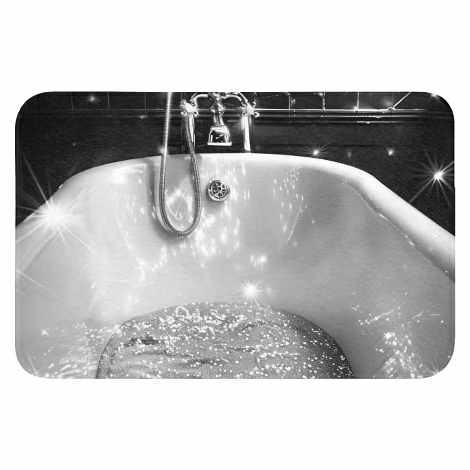 Badmat - Badkuip - Glitters - Zwart wit - Badkamer — 1