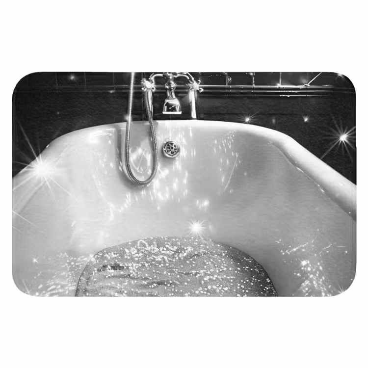 Badmat - Badkuip - Glitters - Zwart wit - Badkamer — 1