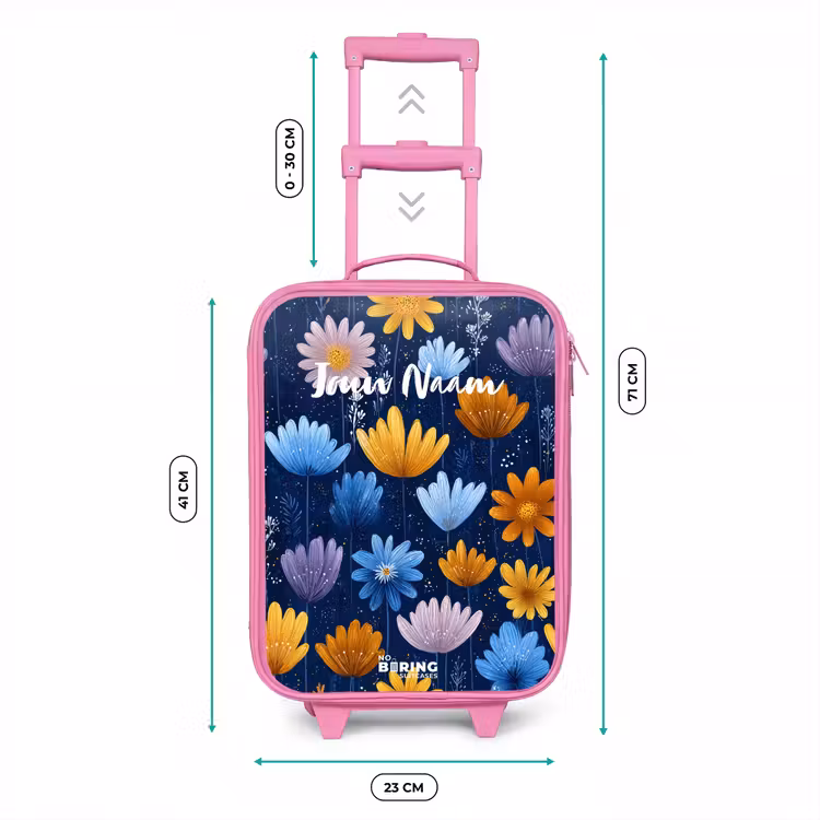 Kinderkoffer - Roze - Bloemen op een donkerblauwe achtergrond — 5
