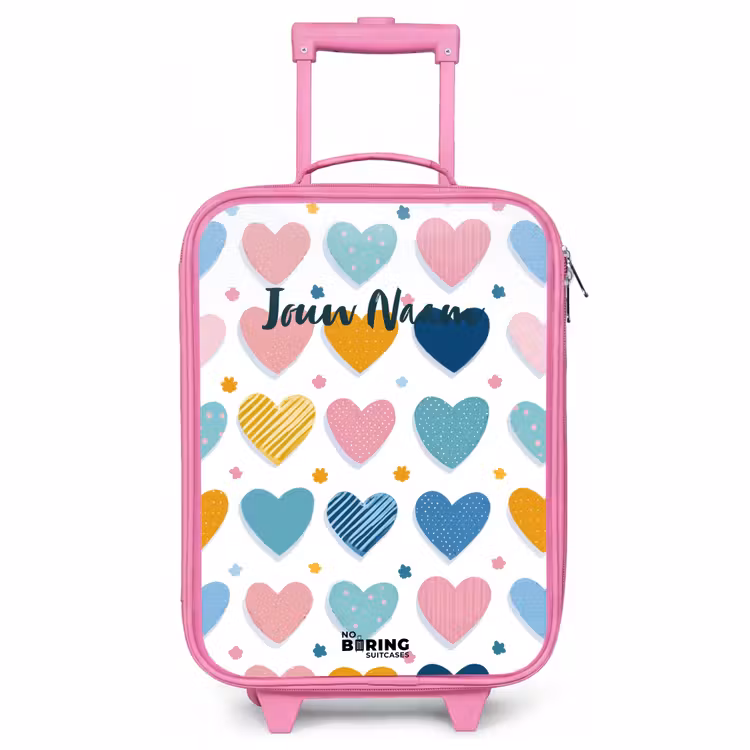 Kinderkoffer - Roze - Hartenpatroon — 1