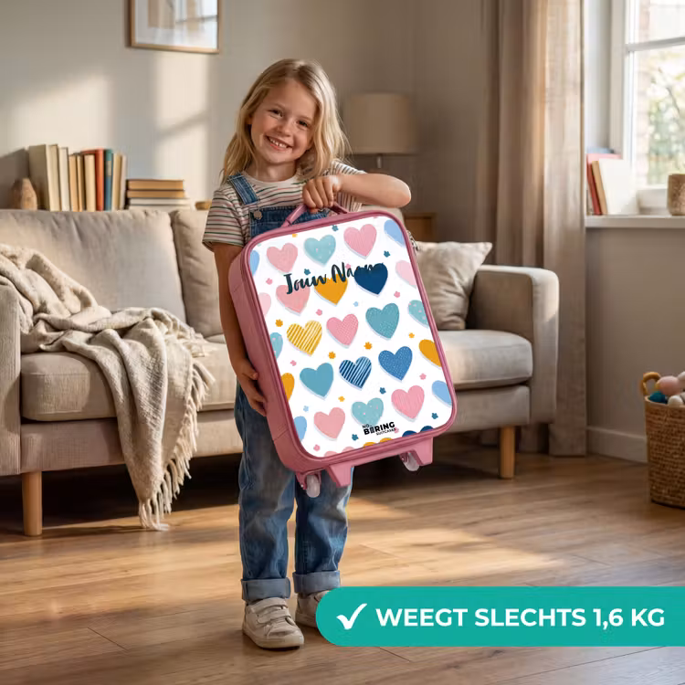 Kinderkoffer - Roze - Hartenpatroon — 2