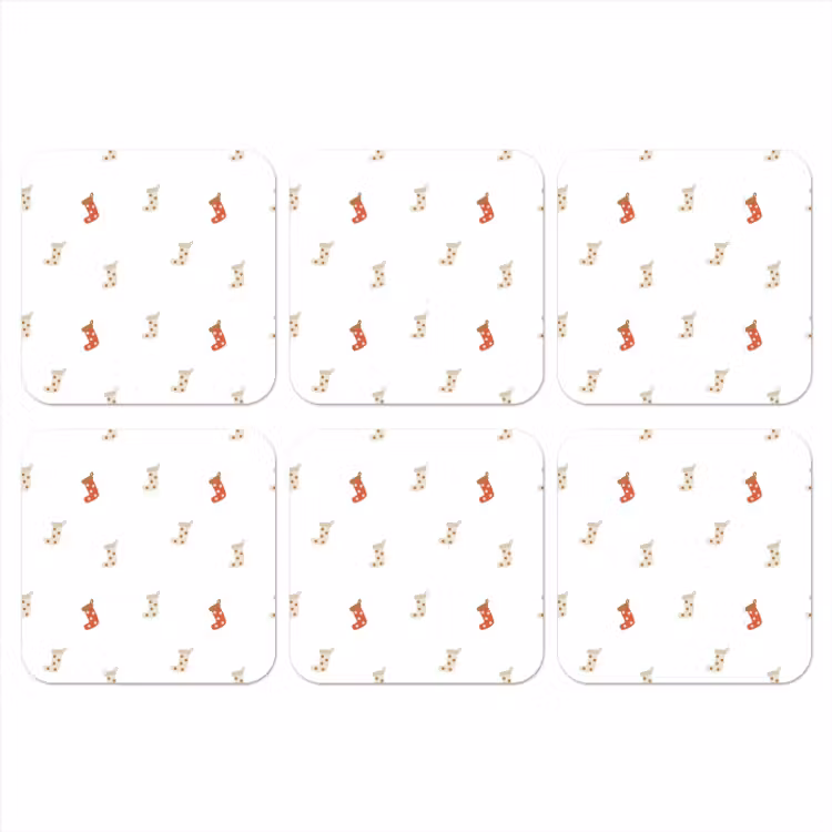 Onderzetter​ - Illustratie - Kerstsokken - Wit