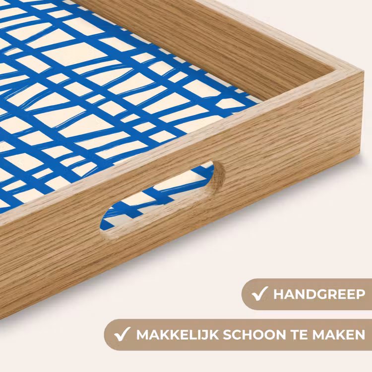 Dienblad - Ruitpatroon - Blauw - Crème — 5