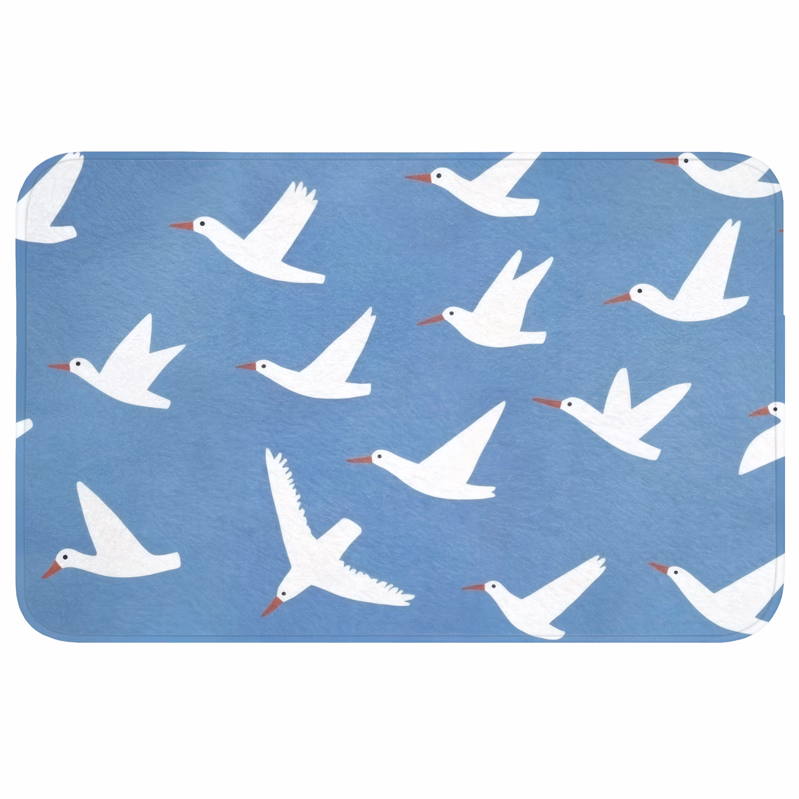 Wc Mat - Vogels - Wit - Patroon — 1