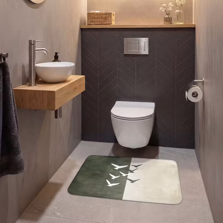 Wc Mat - Japandi - Vogel - Groen — 2