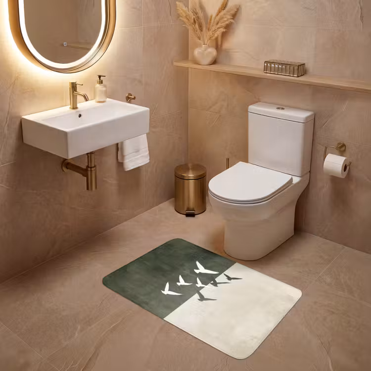 Wc Mat - Japandi - Vogel - Groen — 4