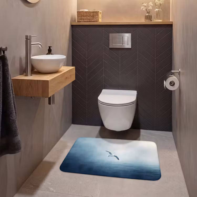 Wc Mat - Meeuw - Wit - Zee - Mistig — 2